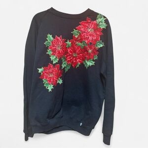 Vintage Home Made Poinsettia Appliqué Sweatshirt